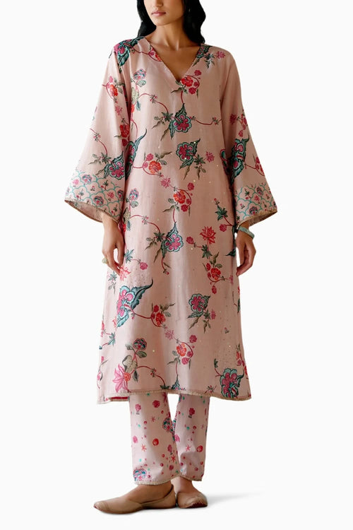 Dusty Pink Floral Kurta Set