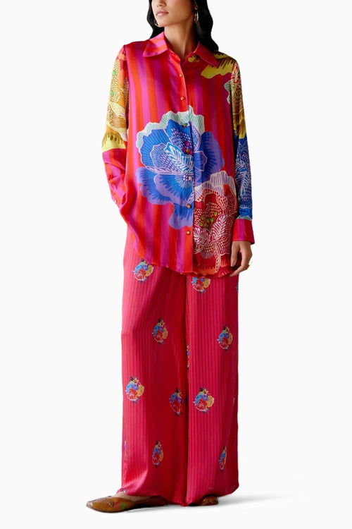 Fuschia Striped Floral Co-ord Set
