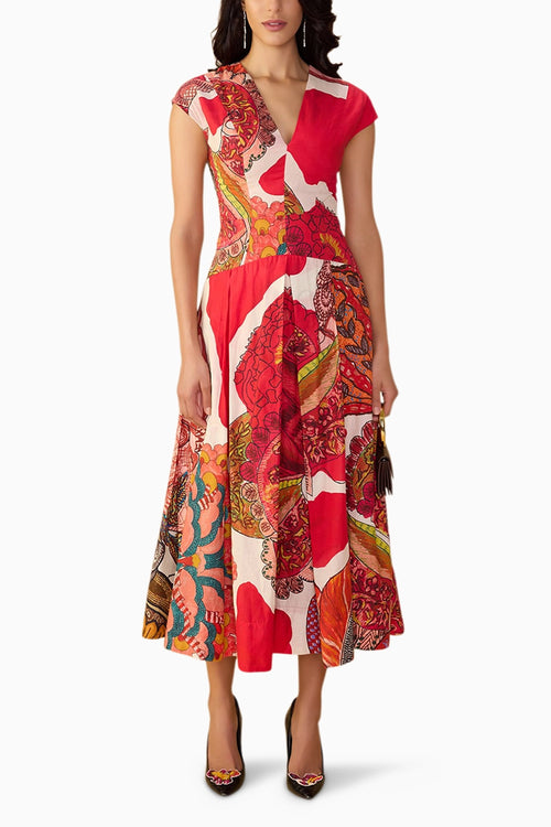 Red Velvet Ramie Dress