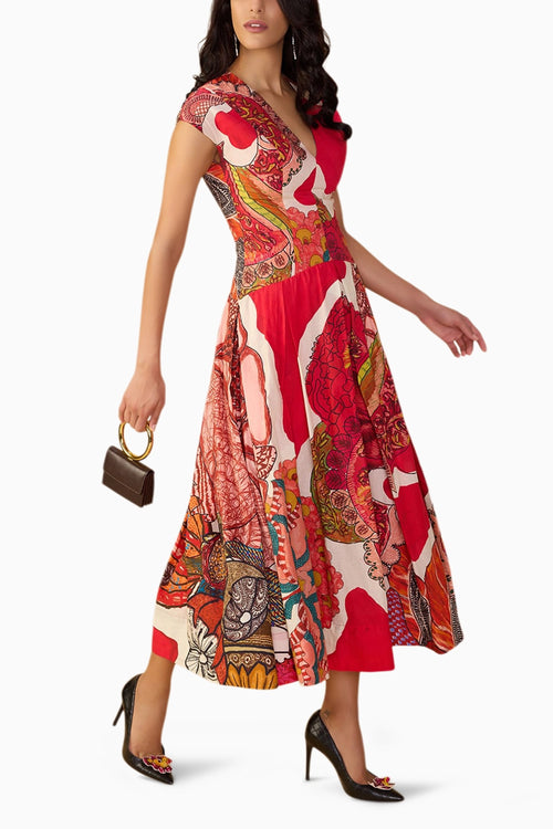 Red Velvet Ramie Dress