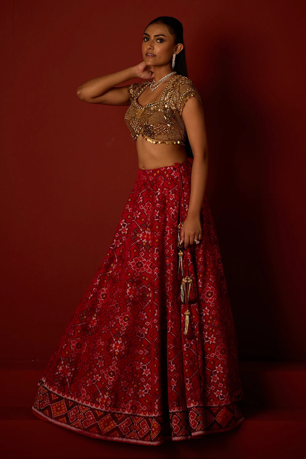 Ruby Red Patola Lehanga with Tassel