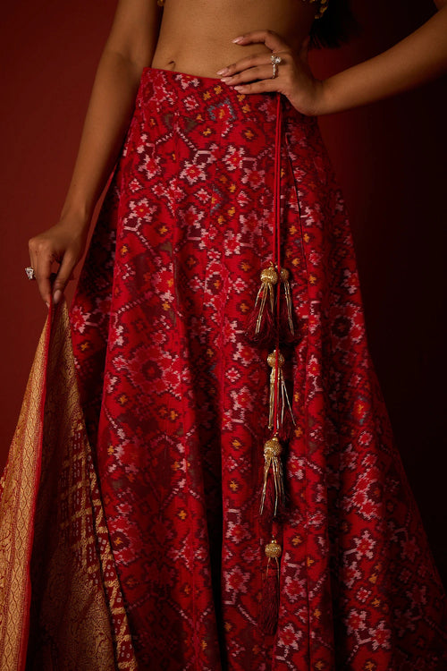 Ruby Red Patola Lehanga with Tassel
