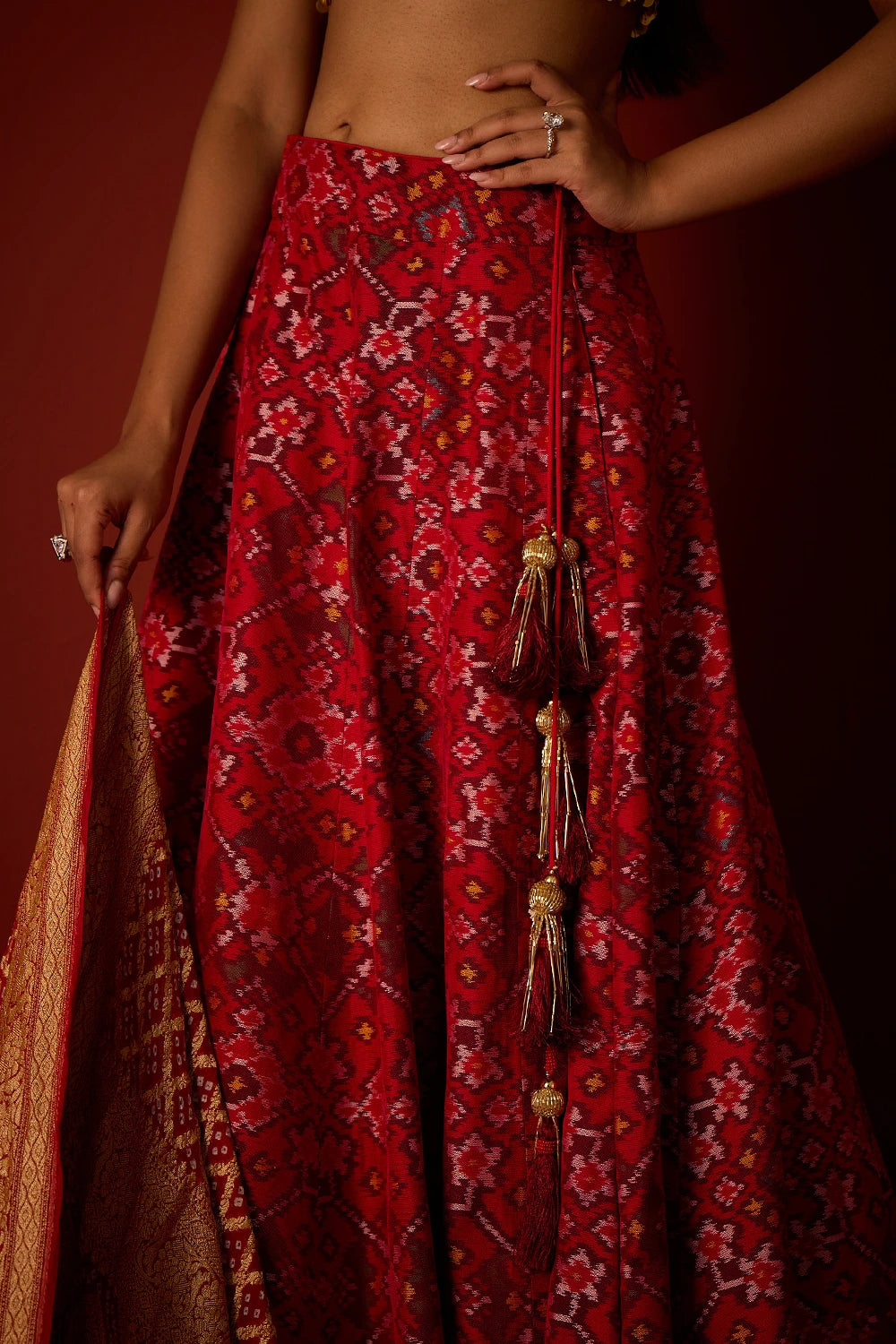 Ruby Red Patola Lehanga with Tassel