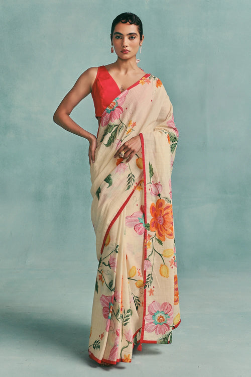 Ecru Dahlia Saree