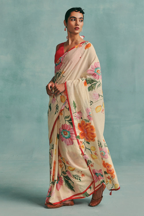Ecru Dahlia Saree