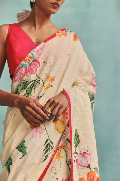 Ecru Dahlia Saree