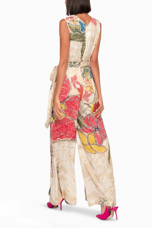 Periwinkle Bandhani Satin Jumpsuit