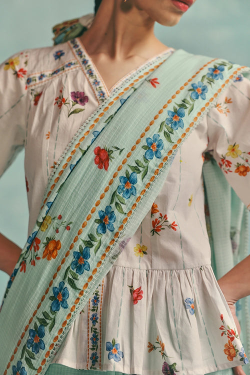 Blue Daisy Saree
