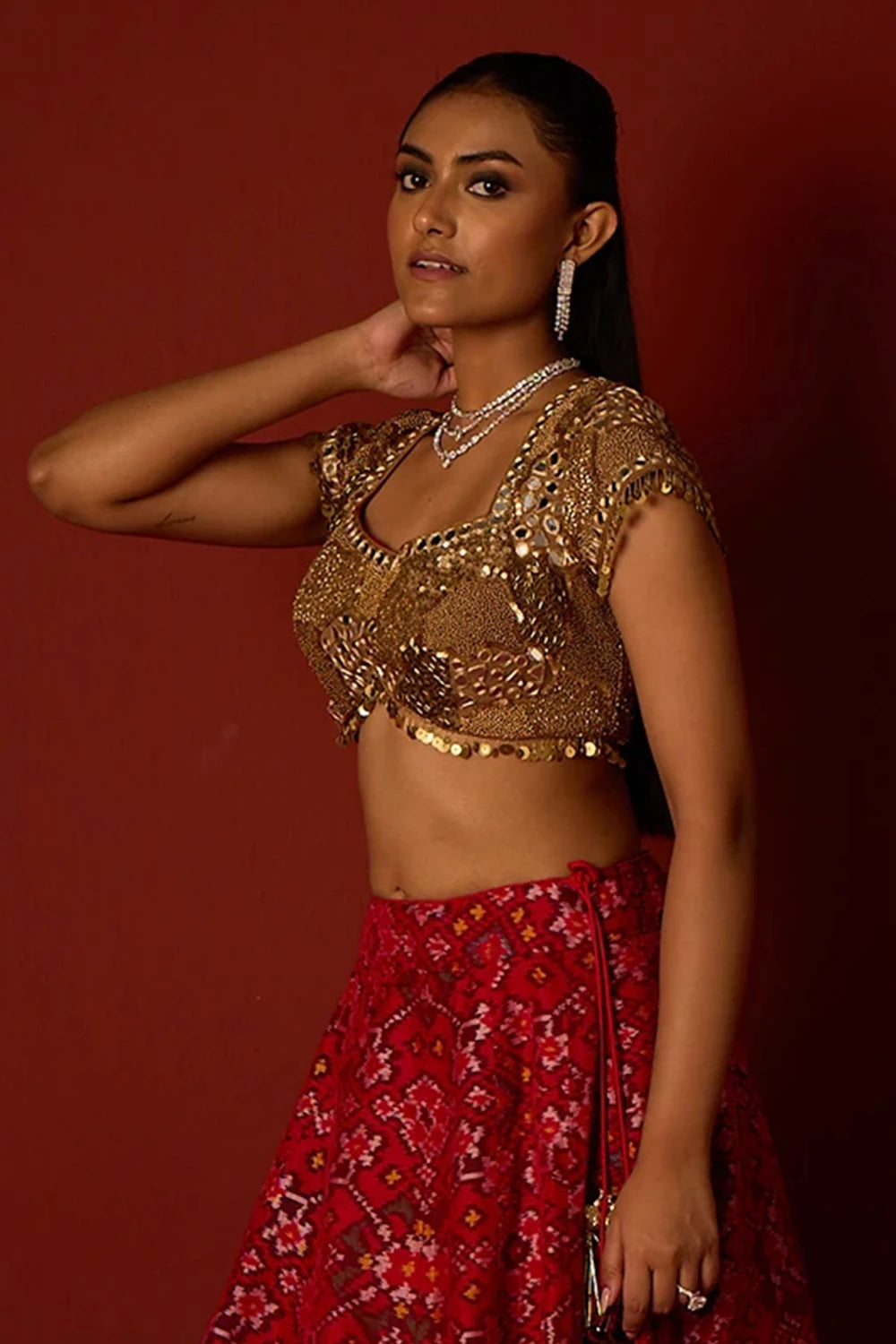 Golden Embellished Tricolor Zari Blouse