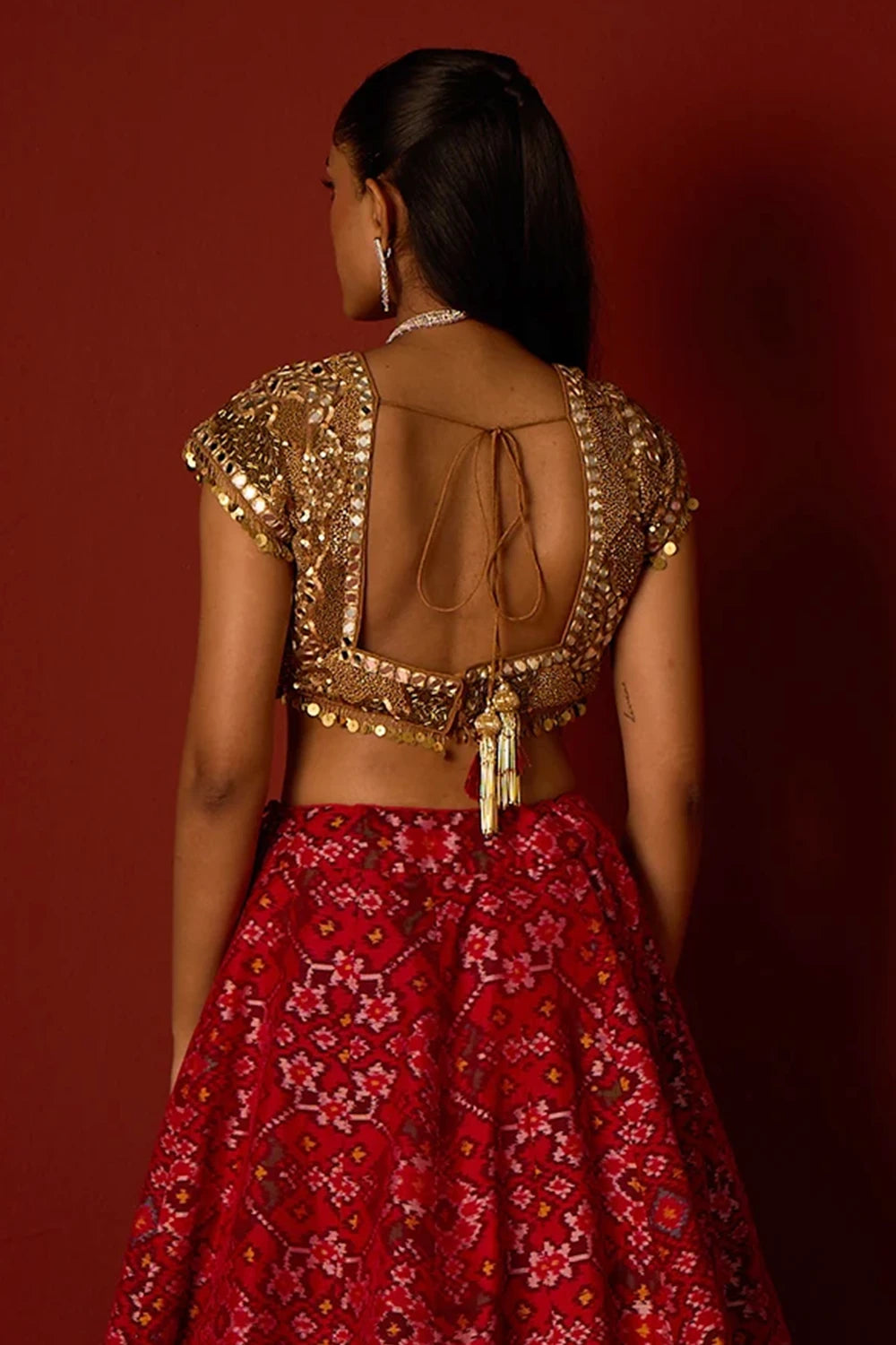Golden Embellished Tricolor Zari Blouse