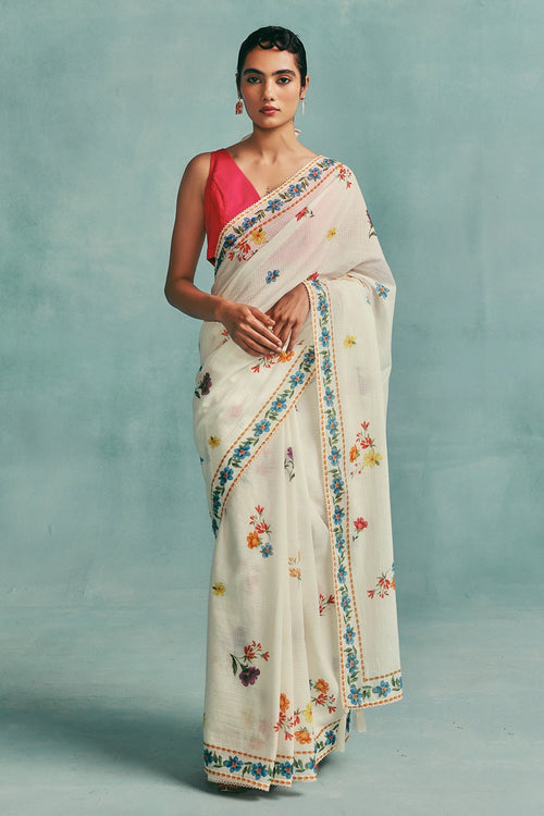 Ecru Daisy Saree