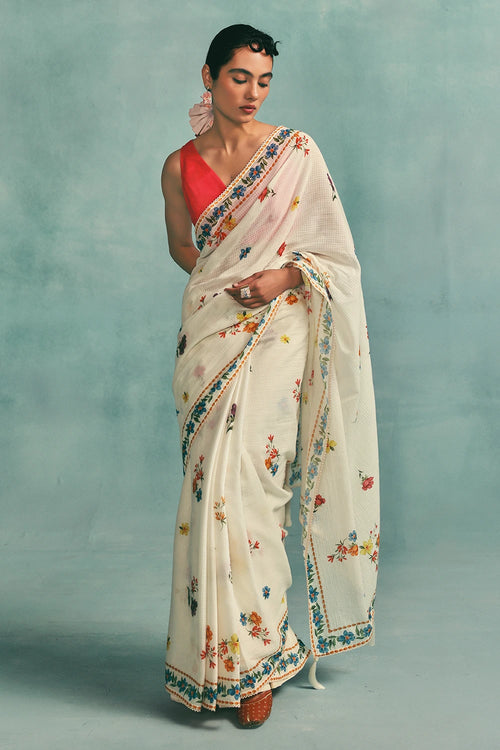Ecru Daisy Saree
