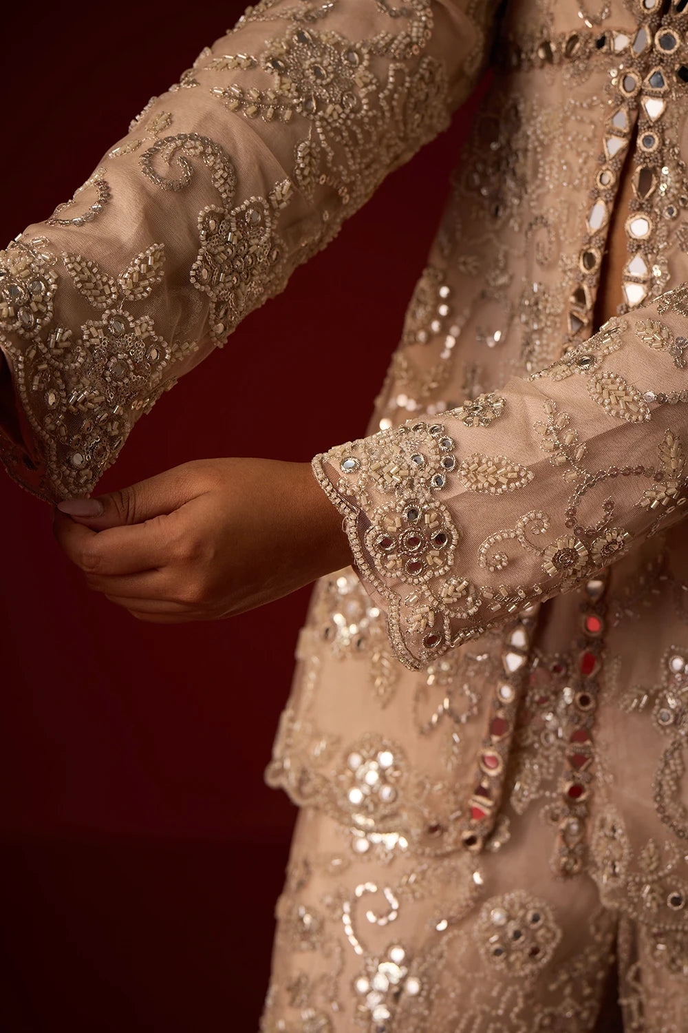 Ivory Blush Peplum Blazer with Sharara
