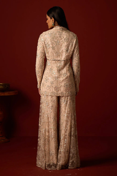 Ivory Blush Peplum Blazer with Sharara