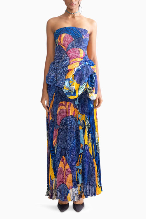 Joor Blue Blouse with Monica Skirt
