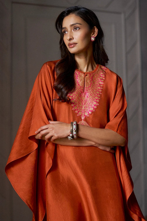 Banaras Patch Orange Kaftan
