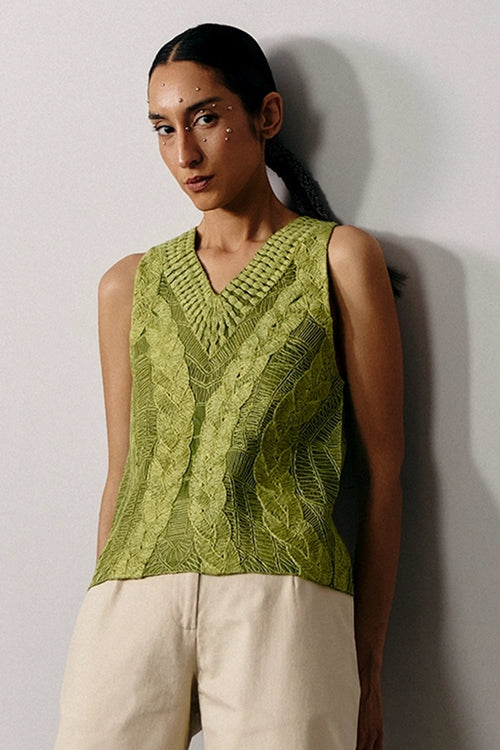 Textured Knit Organza Top