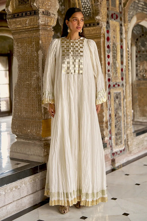 Hand-Crushed Gota Weave Maxi Dress