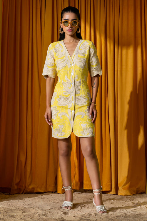 Butter Yellow Waistcoat Dress