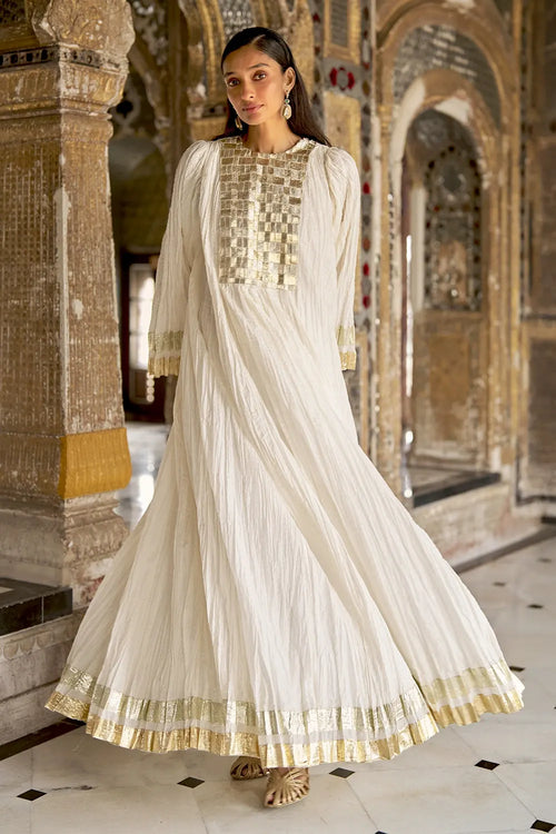 Hand-Crushed Gota Weave Maxi Dress