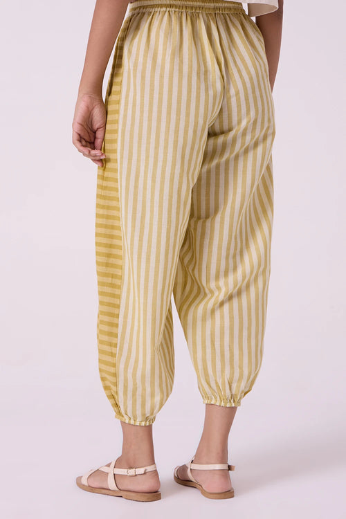 Akari Yellow Striped Handwoven Pants