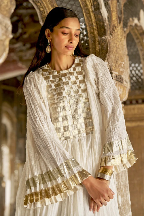 Hand-Crushed Gota Weave Maxi Dress