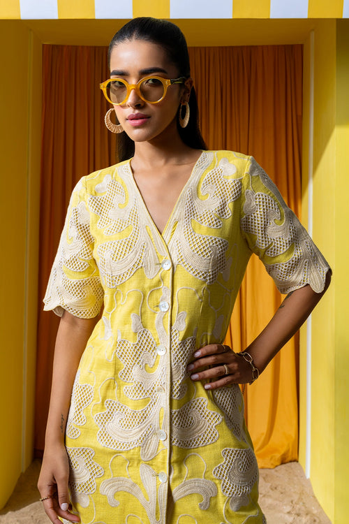 Butter Yellow Waistcoat Dress