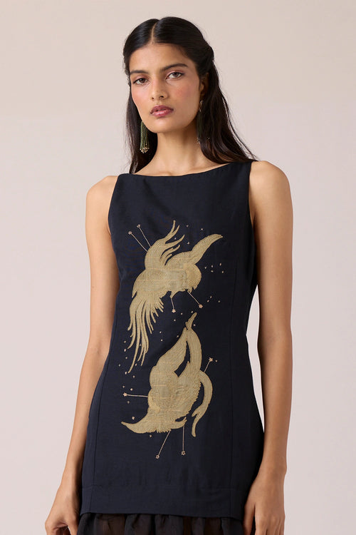 Astra Black Embroidered Maxi Dress