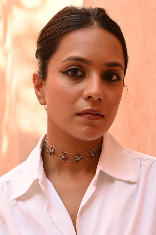 Silver Flower Choker