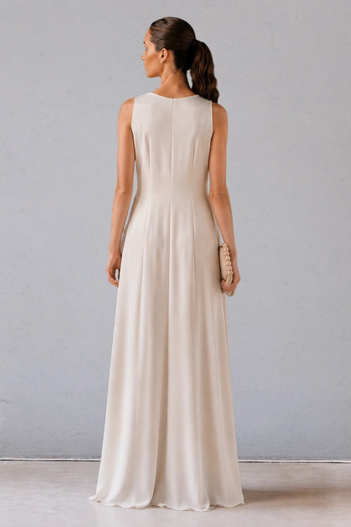Ivory Asymmetric Draped Dress