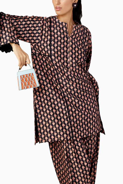 Forsythia Black Boota Print Kurta Set