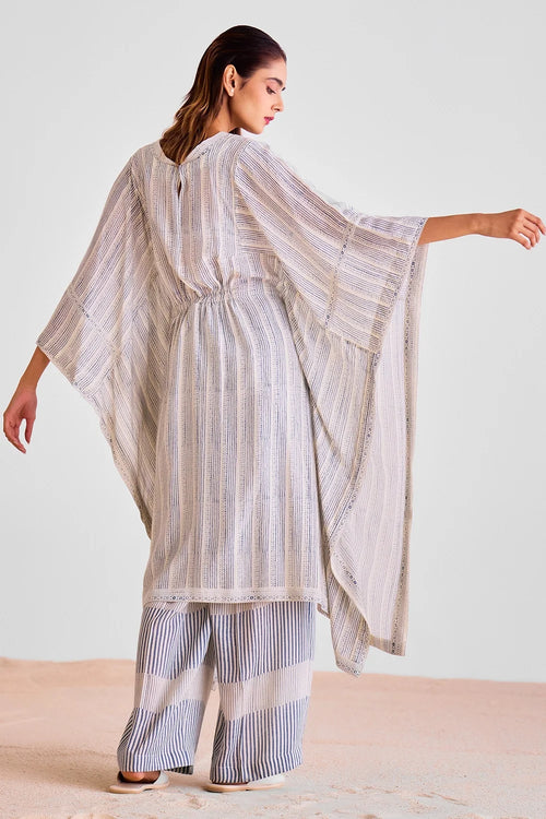 Off White Kaftan And Trouser Set