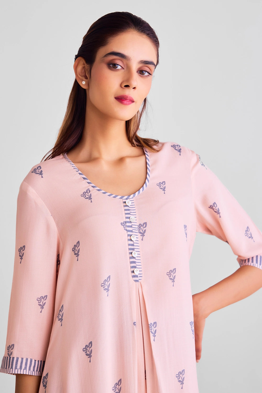 Pink Printed Kurta Set