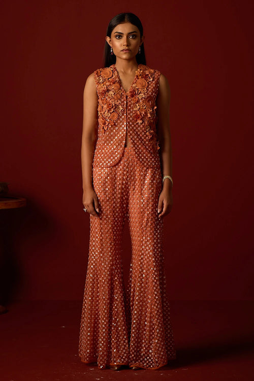 Red Bootcut with Mirrorwork Pants