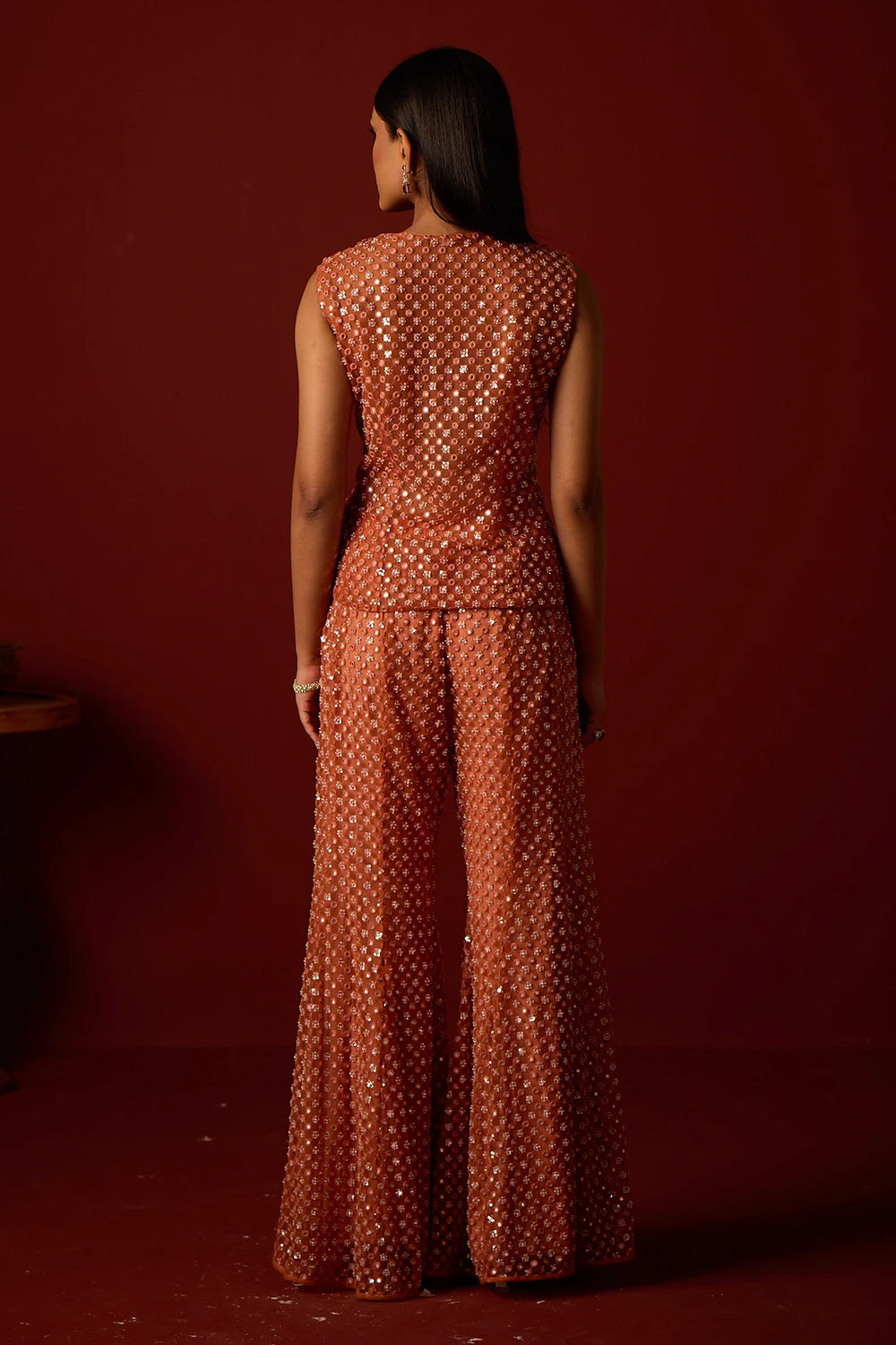 Red Bootcut with Mirrorwork Pants