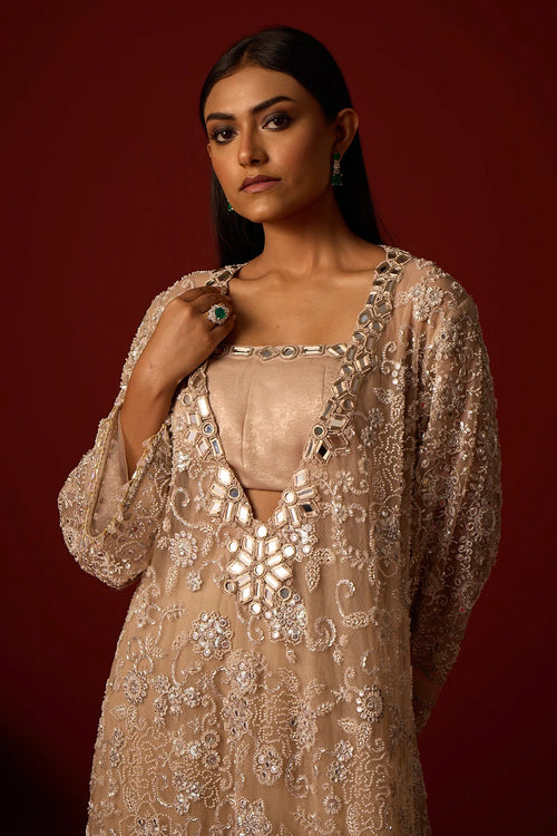 Dusky Taupe Deep V Neck Kaftan