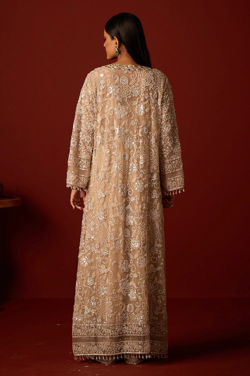 Dusky Taupe Deep V Neck Kaftan with Bustier and Pallazos
