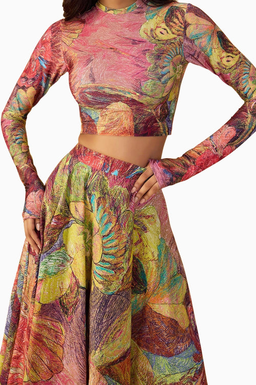 Floroscent Daisy Gigi Blouse with Peony Skirt