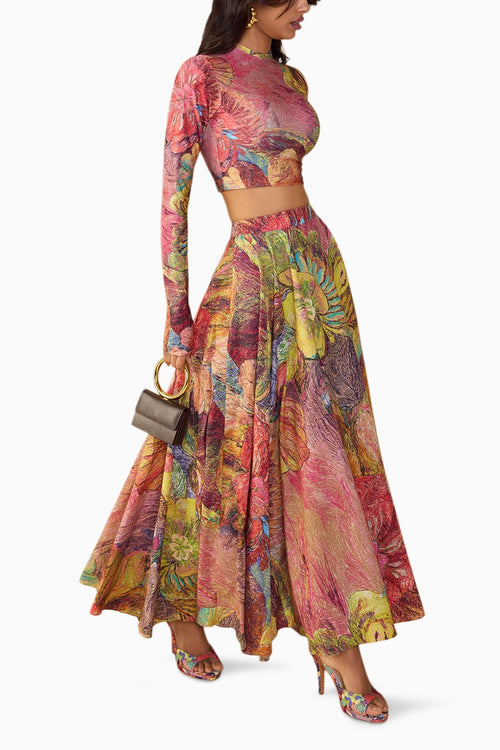 Floroscent Daisy Gigi Blouse with Peony Skirt