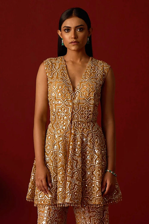 Marigold Peplum Top With Slit At Back