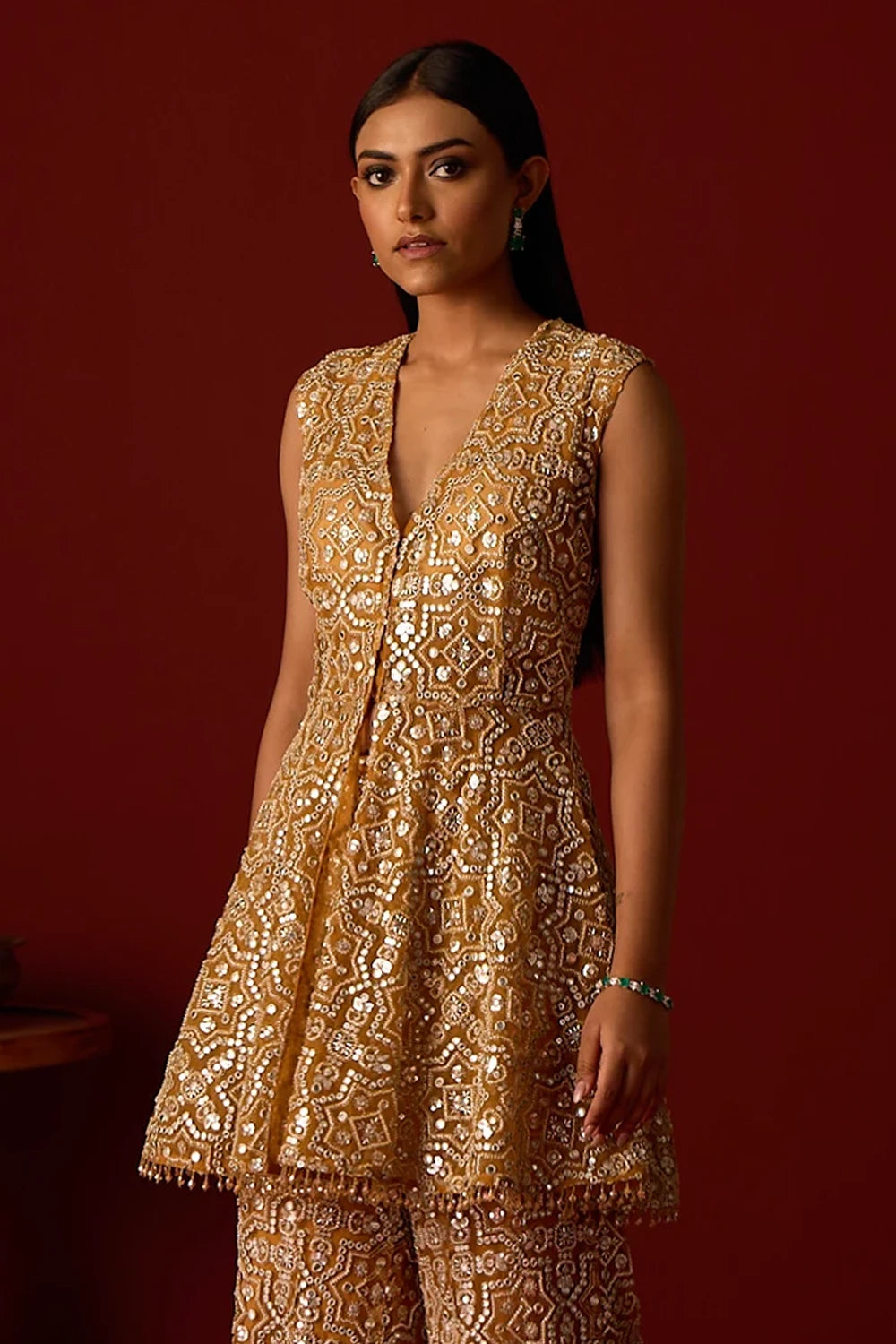Marigold Peplum Top With Slit At Back