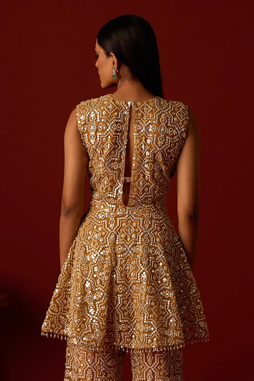 Marigold Peplum Top With Slit At Back