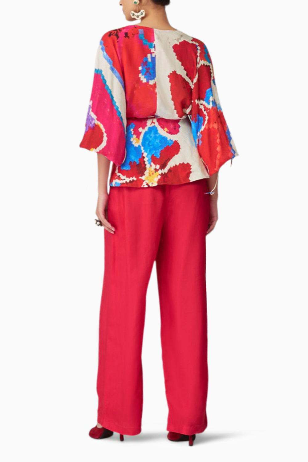 Nina Ikat Wrap Blouse & Mia High-Waist Palazzo