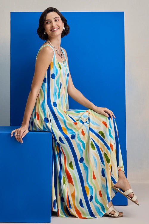 Aqua Ripple Maxi Dress