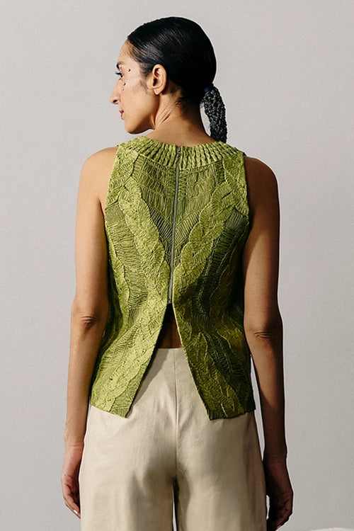 Textured Knit Organza Top