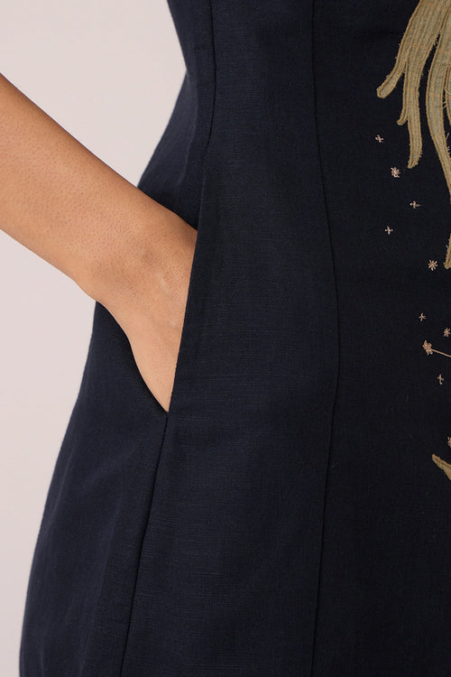Astra Black Embroidered Maxi Dress