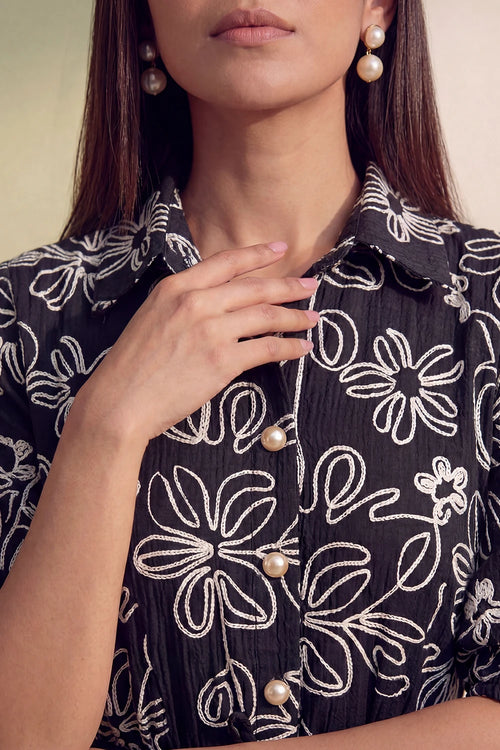 Midnight Bloom Flare Dress