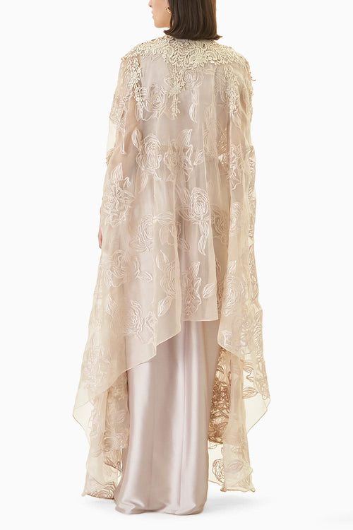 Mauve Organza Cape Set