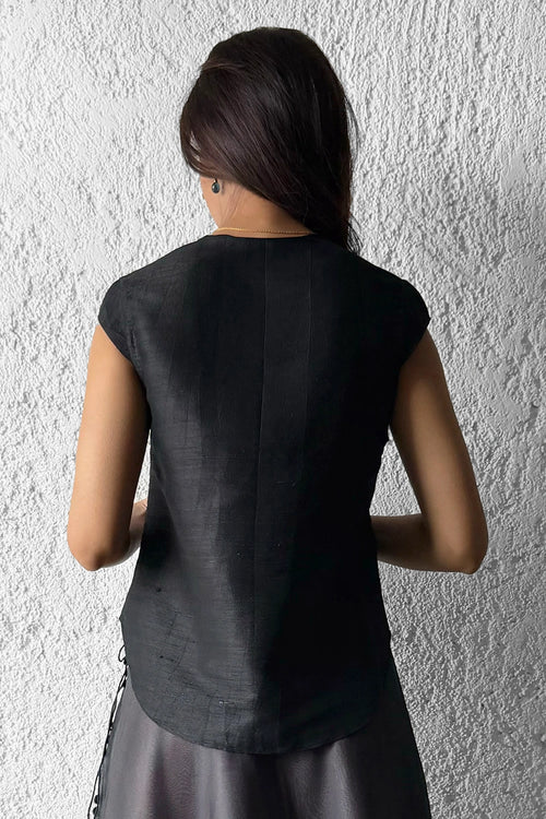 Black Scoop Neck Blouse