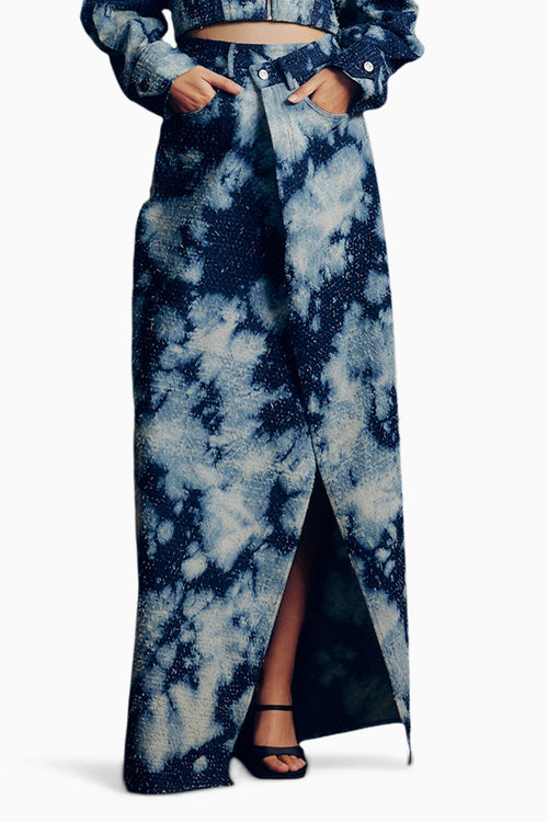 Distressed Denim Cloudwash Skirt